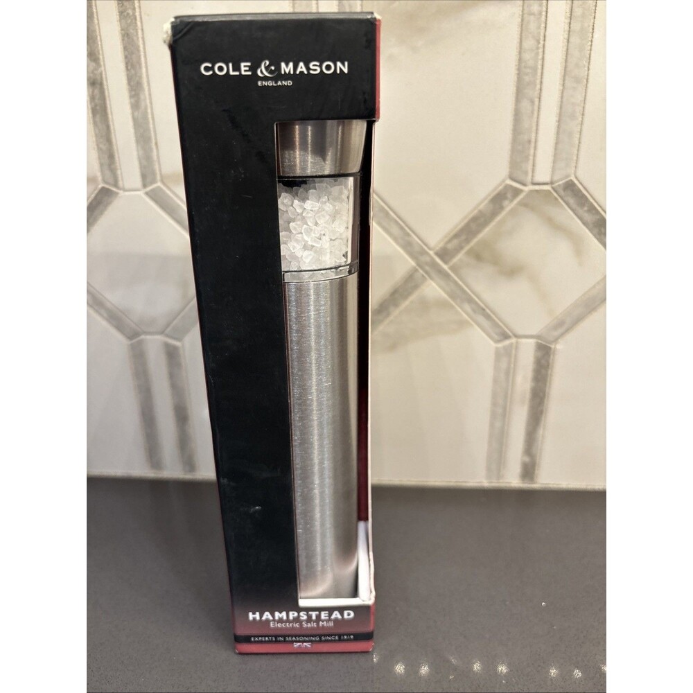 NIB Cole & Mason Hampstead Electronic Salt Mill kitchen chef seasoning grinder
